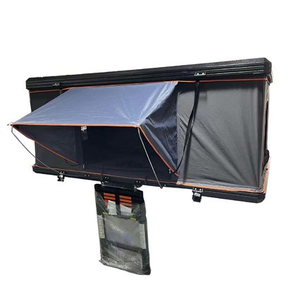 Tienda de techo de cáscara dura con material de poliéster impermeable y soportes rectos