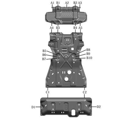 Partes de carrocería de automóviles estándar placa de protección inferior armadura del motor para Toyota Fortuner