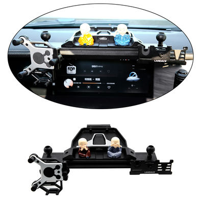 Soporte de teléfono de automóvil multifunción de superficie anódica oxidada para soporte de consola central negro