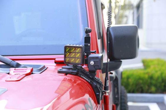 2018-2019 Jeep Wrangler JL Capó de aluminio montado en el soporte de la cámara Diseñado con luz LED