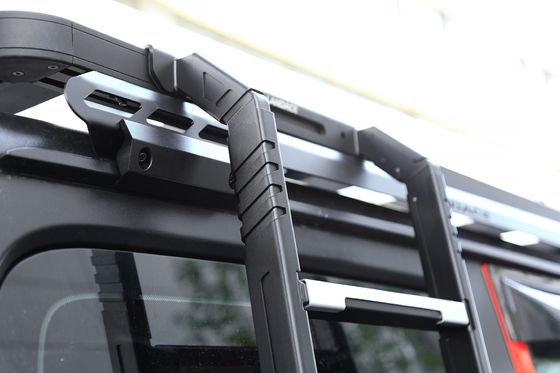 Extensión del bastidor de techo de acero inoxidable y escalera lateral para Jeep Wrangler JL Finish negro