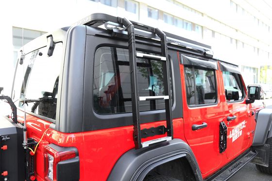 Extensión del bastidor de techo de acero inoxidable y escalera lateral para Jeep Wrangler JL Finish negro
