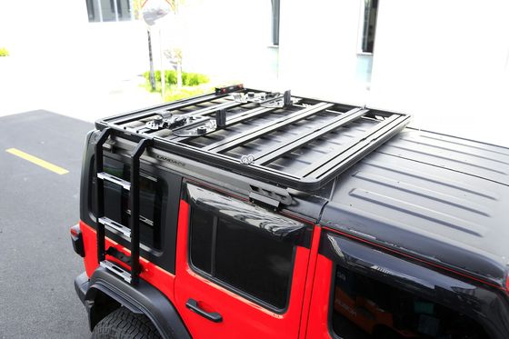 Extensión del bastidor de techo de acero inoxidable y escalera lateral para Jeep Wrangler JL Finish negro