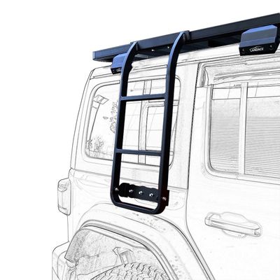 Escalera lateral de acero inoxidable negra elegante y funcional para Jeep WranglerJL Roof Rack