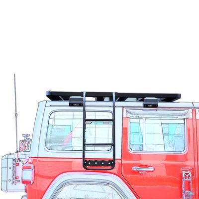 Escalera lateral de acero inoxidable negra elegante y funcional para Jeep WranglerJL Roof Rack