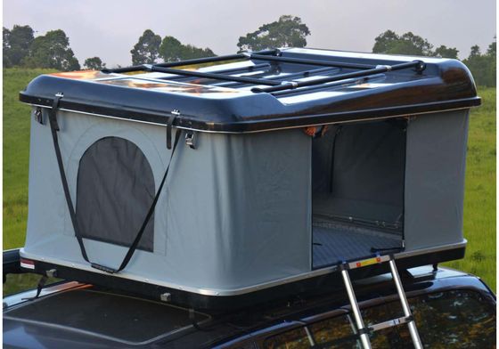 Tienda de techo de cáscara dura con material de poliéster impermeable y soportes rectos