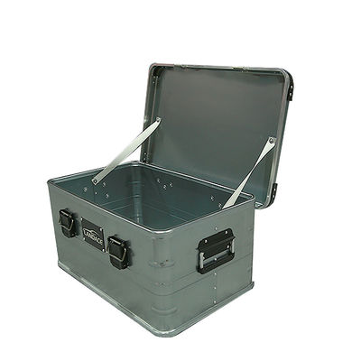 Anodizado de metal de aluminio de aleación de almuerzo para exteriores coches plegables cajas de campamento gris almacenamiento de carga cocina caja de campamento