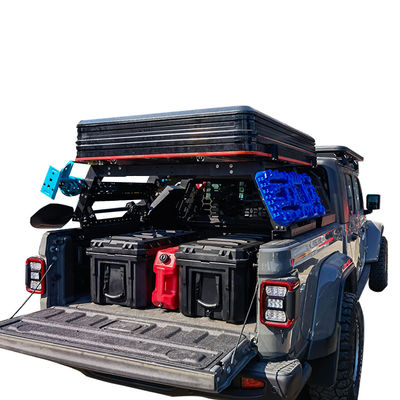 Tienda de coches con bastidor de bañera multifuncional y revestimiento en polvo negro ajustable para techo 4x4