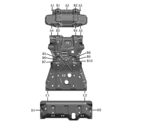 Caso de transferencia del tanque de combustible de aluminio placa de patinaje para Toyota Fortuner Coincidencia de automóviles originales