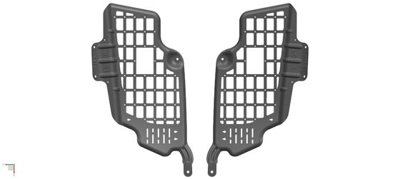 Convenientes paneles de almacenamiento de ventanas traseras Black Molle para equipos todoterreno y herramientas de recuperación