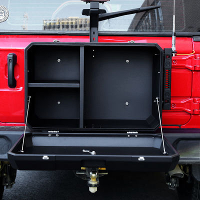2021- Jeep Wrangler Polvo de aleación de aluminio negro recubierto puerta trasera lateral de la caja de almacenamiento exterior