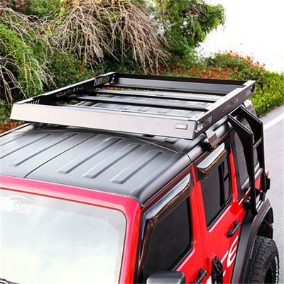 Protección de perímetro de aleación de aluminio y fuerte para Jeep Wrangler JL JK Roof Rack Tray Plataforma Bracket de equipaje