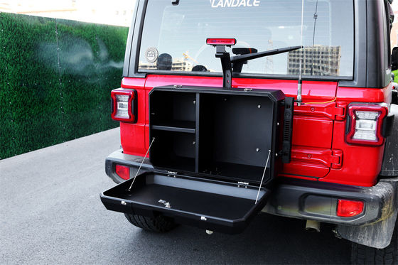 Caja de almacenamiento de puerta de cola de aleación de aluminio para Jeep Wrangler 4x4 Fuera de carretera en negro